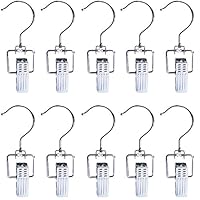 Baihoo Set of 10 Swivel Metal Closet Hanger Laundry Hooks Boot Clips Home Office Travel Portable