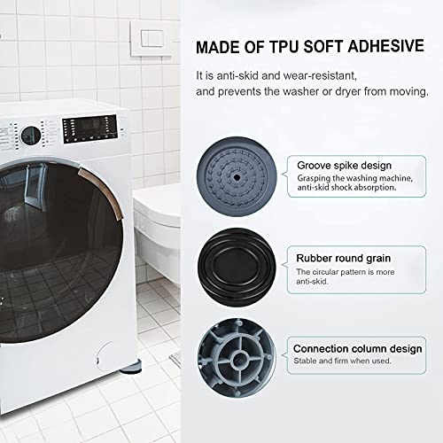 Anti-Vibration Pads for Washing Machines Anti-Walk and Noise Reduction Foot Pads for Washer and Dryer Support Pack of 4 (4pcs)