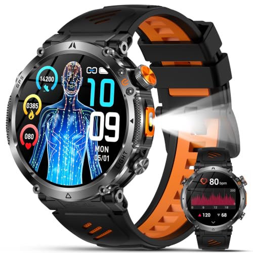 GPS/AI-GPT Men's Smartwatch, 1.7 Inches Smartwatch with Bluetooth Calls | 3ATM, Torch, Compass, 850 mAh Battery, Sleep Monitor and Heart Rate Monitor, 100+ Sports Modes for IOS/Android