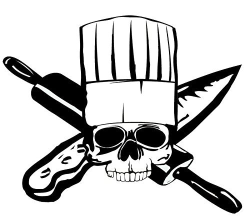 BD USA Chef Skull Decal, Decal Sticker Vinyl Car Home Truck Window Laptop