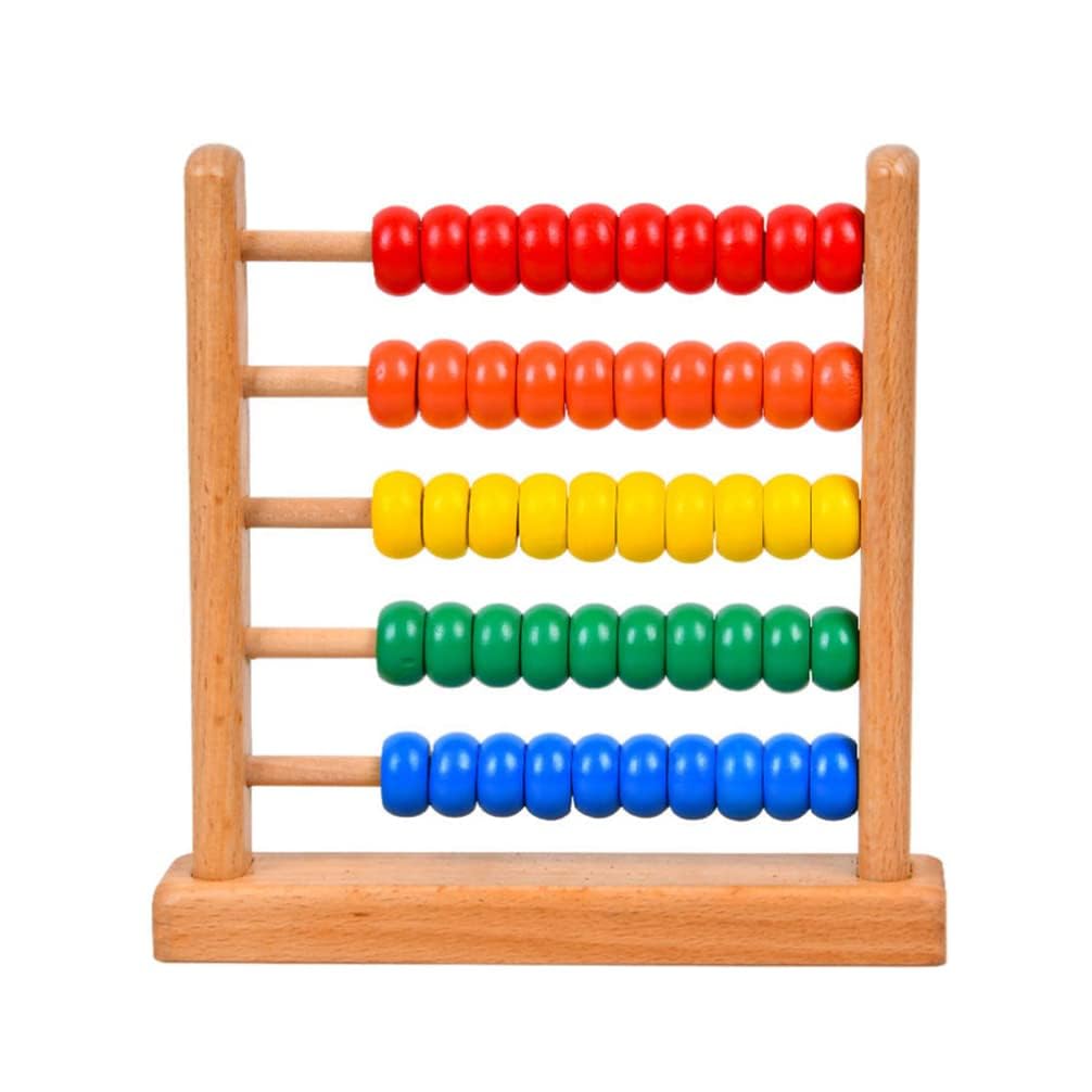 TOYANDONA Wooden Abacus for Kids: 5.9 Inch Educational Maths Counting Toys with 5 Row & 50 Colourful Beads, Counting Learning Tool for Toddlers, Preschool & Kindergarten Children