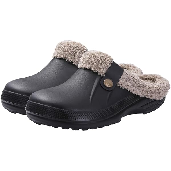 Yours 2 Keep Pantuflas Acolchadas Negras Con Forro Verde Estilo Sherpa Para Hombres Y Mujeres En Interiores Y Exteriores, Negro