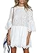 Simplee Women's Elegant Half Flare Sleeves High Waist Hollow Out Mini Dress