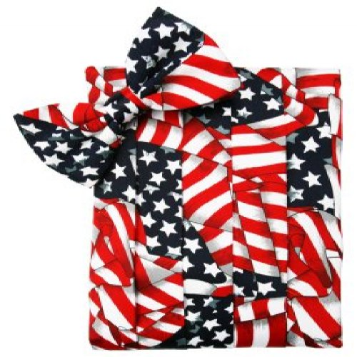 Patriotic Wavy USA Flag Cummerbund and Bow Tie Set
