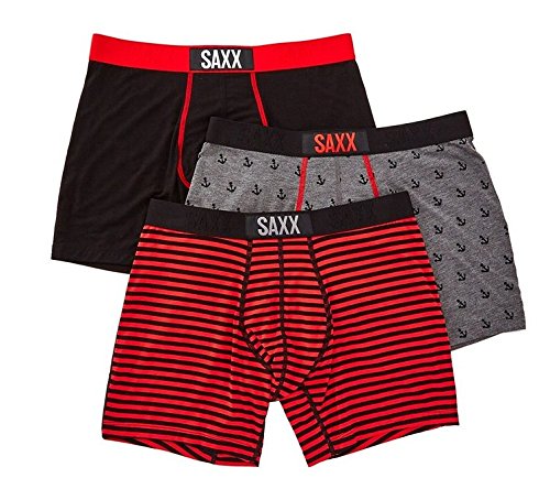 SAXX UNDERWEAR Men's Vibe Boxer Brief 3-Pack Anchor/Stripe/Black 2XL