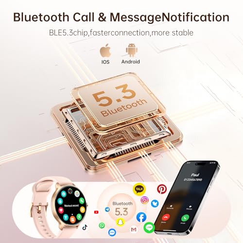 Smart Watch for Women Compatible iPhone/Android/Samsung,1.27" Montre Intelligente Femme with Heart Rate/Sleep/Health Monitor, Waterproof Ladies Digital Fitness Tracker,120+ Sports Mode