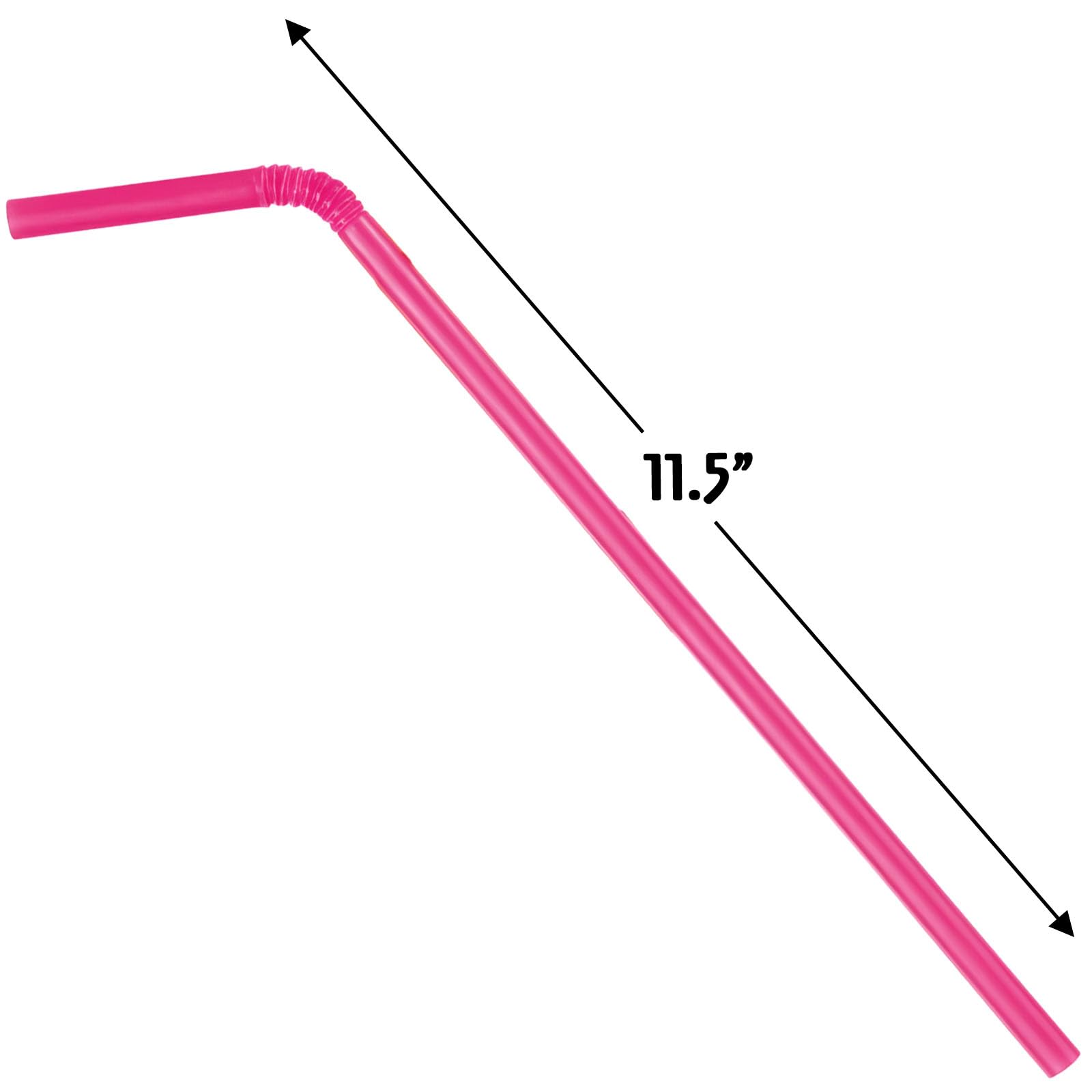 Disposable Hot Pink Plastic Flex Straws - 11.5