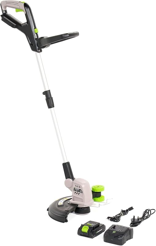 Aparador de relva sem fios 20V MU-BAT-GT30-KIT – Sem fios, largura de corte de 25 cm – motor potente de 8000 rpm, bateria de 3 Ah Li-Ion durável para cortes precisos, cortador de relva 20V