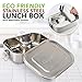 Vanli's LeakProof Lunch Box | Eco Friendly Stainless Steel Bento for Picnics and Parties | Lockable Clips to Keep Metal Container Closed & Food Fresh | Portions Control With Adjustable Divider | 47oz