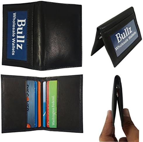 Texan Bull Leather Credit Card & Id Holder Slim Design Black Mens Wallet