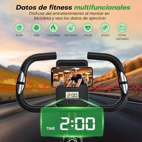 VANNECT Bicicleta Estatica Plegable con 16 Niveles de Resistencia, Monitor LCD y Medición de Pulso Manual, Soporte Plano, Ahorro de Espaci, Estática Silenciosa Magnética Bicicleta Estatica para Casa