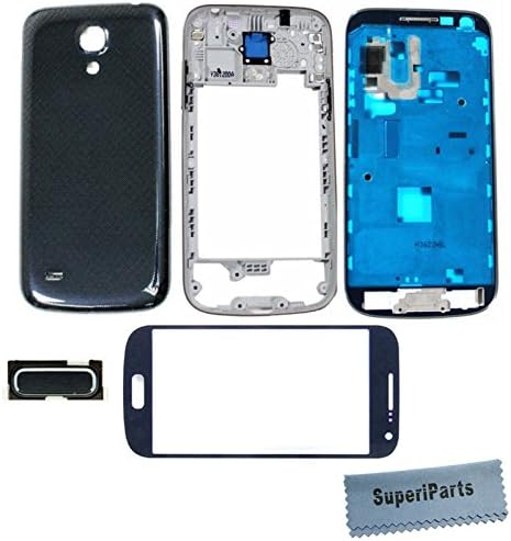 SuperiParts Original Full Housing Front Frame Middle Bezel Cover Case with Touch Screen Glass Lens Replacement Repair Spare Part for Samsung Galaxy S4 Mini I9190 I9195 +SuperiParts Cloth Black