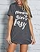 ZXZY Women's Loose Plus Size Letter Print Mommin Aint Easy T Shirt Blouse M Grey