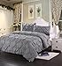 HOME HUG TEXTILES Pinch Pleat Puckering Bedding Set, King Size, Wrinkle Resistance, 3-Peices, Light Grey