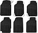 UAA MT9001BK Black All Weather Trimmable Heavy Duty Rubber Front Rear Floor Mat Set 4 Piece