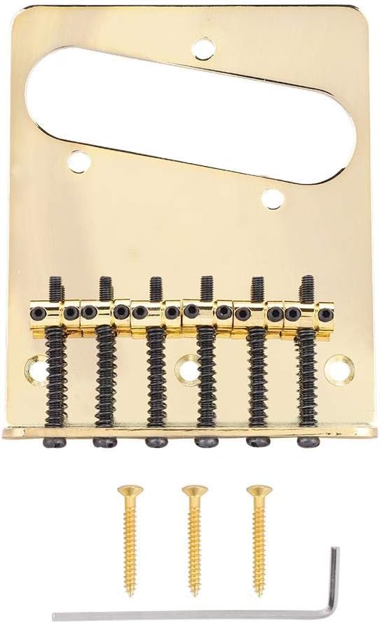Telecaster Guitar Bridge, Metal Guitar Bridge with Screws Wrench for TL Tele Telecaster Electric Guitar of Single Coil Pickup(Gold) - Image 5
