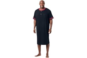 KingSize Men's Big & Tall Short-Sleeve Jersey Henley Nightshirt