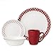 Corelle Livingware 16-Piece Dinnerware Set, Crimson Trellis, Red/White