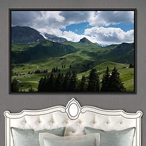 signwin Framed Canvas Wall Art Greenlands Aerial Dark...