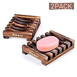 Aitere Soap Dish/Soap Holder Home Bath Accessories Hand Craft Natural Wood Soap Case Holder(2 Pcs)