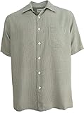 Good Life Mens Silk Camp Shirt Button Front Black Houndstooth Casual