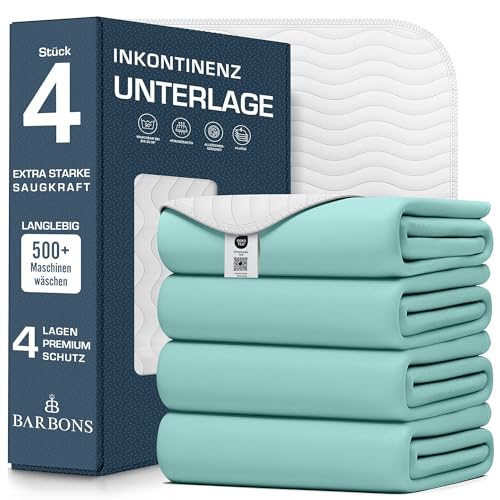 Barbons Inkontinenzunterlage waschbar - Matratzenschutz 90x160 4er
