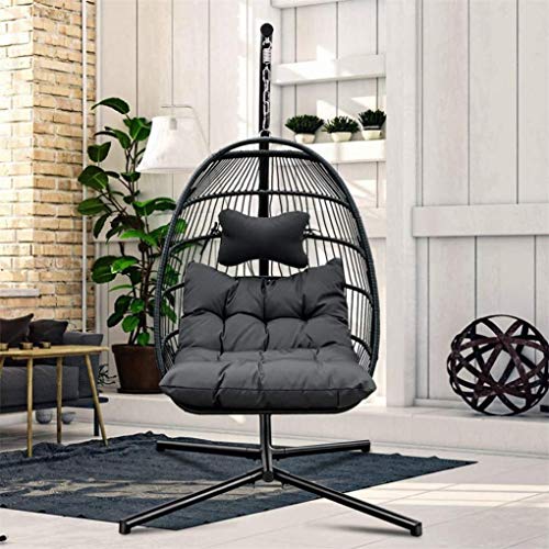 ZHJIUXING SF Indoor Swing Folding Kreative Home Hanging Egg Chair-Outdoor Und Indoor Hanging Stand, Outdoor Rattan Chair… – Bild 3