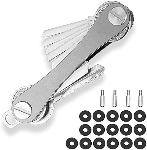 Compact Key Holder Best Smart Holder Extended Keychain Organizer Made of Lightweight Aluminum Alloy Holds 2-24 Keys Premium Quality(Silver)