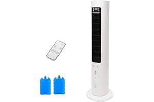 TMYICE Windowless Portable Air Conditioner, 41” Evaporative Air Cooler with Remote, Swamp Cooler 3 Models,12H Timer, 70°Oscillation Tower Air Conditioner 3L Water Tank & 2 Ice Packs for Room Bedroom Office