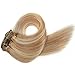 TheFashionWay 21 Colors 70 Grams - 15 18 20 22 Inch 7pieces Real Human Hair Extensions Clip in Silky Straight Weft Remy Hair (15 inches, #27-613)