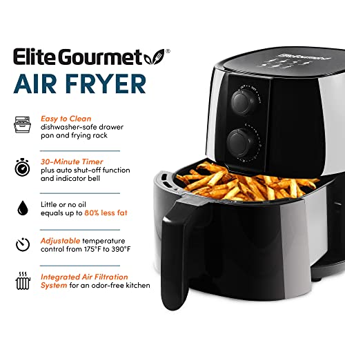 Elite Gourmet EAF4617 Electric Digital Hot Air Fryer, 1350Watts, Oil