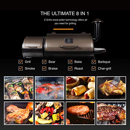 Z Grills ZPG-450A 2019 Upgrade Model Wood Pellet Grill & Smoker, 6 in 1 BBQ Grill Auto Temperature Control, 450 sq Inch Deal, Bronze & Black Cover Included