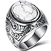 Jude Jewelers Retro Vintage Stainless Steel Turquoise Onyx Ring (White, 10)