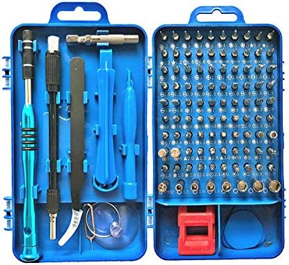 Screwdriver Tool Set,Wishesport 110 in 1 Repair Tool Kit Multi-function Magnetic Precision Screwdriver Set for Mobile Cell Phone Apple Android Computer Laptop Computer PC (Blue)