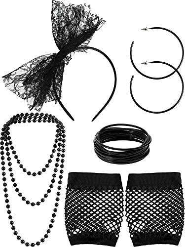 7 Pcs 80s Women Costume Accessories Halloween Leather Punk Bracelet Black Cross Amazon.com: Ecation 7 Pcs 80s Women Costume Accessories  main image 2