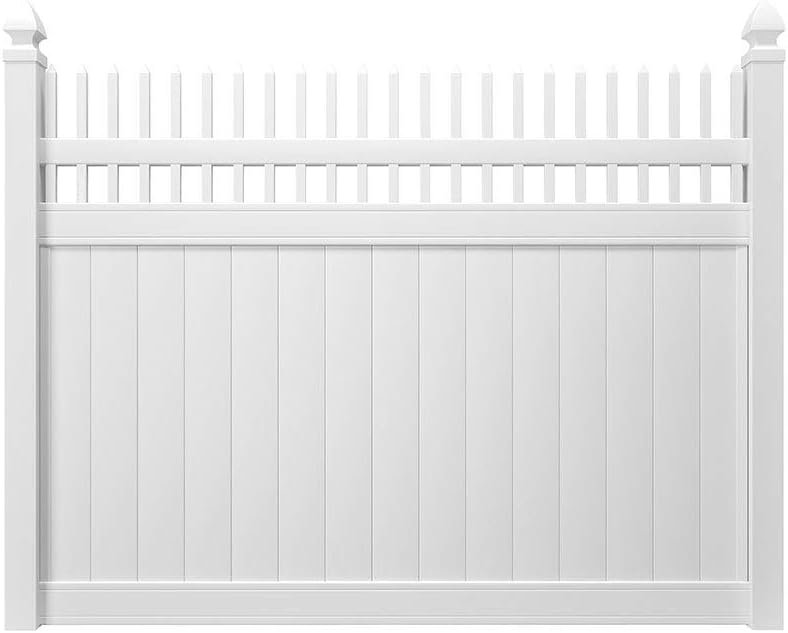 Outdoor Essentials Pro Series Lakewood White Vinyl Open Picket Top Fence Panels Gates Posts Panel Straight Amazon Com