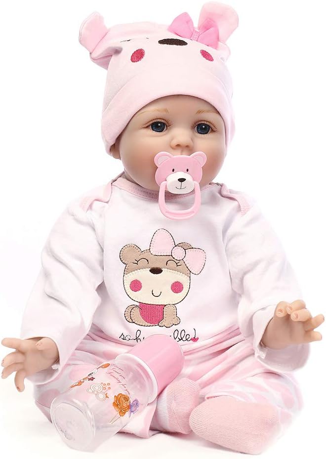 Prezzo Candyana Reborn Baby Doll 55cm Girl Silicone Bianco e Rosa Vestito Realistico Neonato Giocattolo Baby Bambole Regalo Offerte