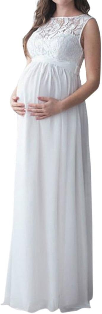 Pregnant Women Lace Long Maxi Dress Sleevess Maternity Gown Photography Props Clothes