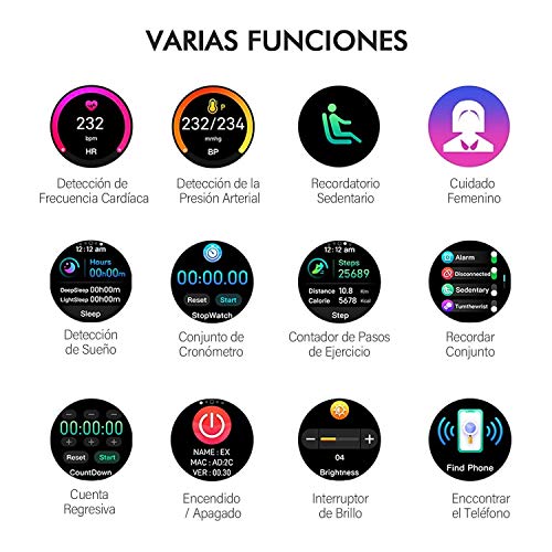 Smartwatch, MTQ Reloj Inteligente , Pulsera Actividad Impermeable IP67  monitores de actividad con Pulsómetro y Presión… | GEBZA Shopping
