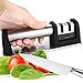 Knife Sharpener, ISUDA Diamond Knife Sharpener for Steel Knives in All Sizes-Household Sharpener with 2 Stage Coated Sharpening System,Coarse & Finely Ground,Black