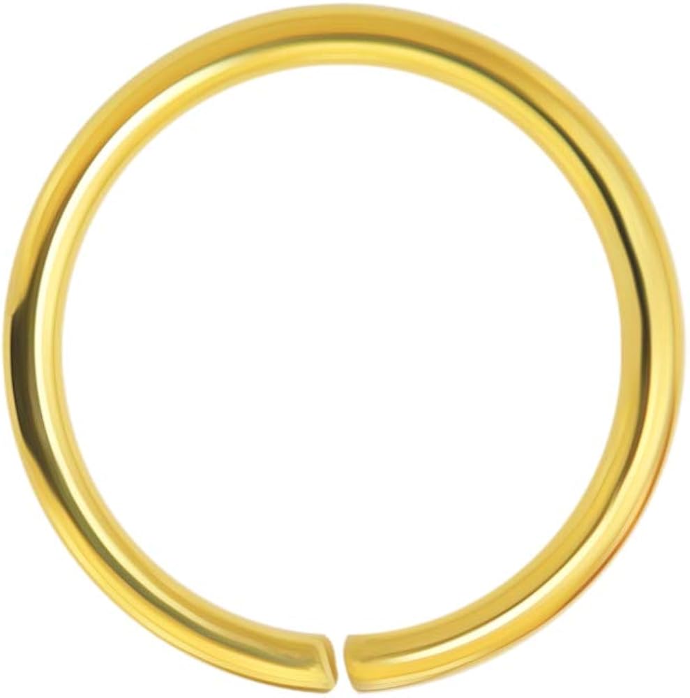 AZARIO LONDON 14K Solid Yellow Gold 20 Gauge - 6MM Diameter Seamless Continuous Open Hoop Nose Ring Nose Piercing