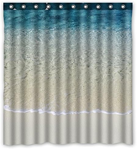 KXMDXA Custom Beach Clear Sea Sand Ocean Fabric Bathroom Shower Curtain with Rings 66 x 72 Inches