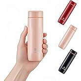 Small Thermo Bottle Slim Mini Vacuum Insulated Water Bottle 285ml/9.6oz Water Flask Stainless Steel Thermal Water Bottles Thermo for Hot and Cold Drinks Perfect for Purse or Kids Lunch Bag(Pink)