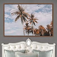 Framed Canvas Wall Art Palm Tree Colorful Cool Group Multicolor Photography Places Realism - 16x24 inches