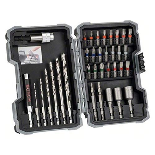 Bosch Professional 35tlg. HSS Holz Bohrer und Bit Set Extra Hart (Kreuzschlitz-, Pozidriv-, Hex-, TH-, S-Bit, Zubehör Bohrschrauber und Schraubendrehe