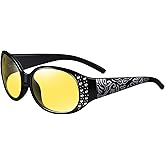 HAOLOTA Night Vision Driving Glasses Women Anti Glare Polarized, Wrap Around Nighttime Safety Glasses UV Protection