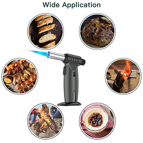 Butane Torch Kitchen Torch Lighter Culinary Butane Torch Refillable Professional Flame Adjustable Blow Torch for BBQ Creme Brulee Cooking Cigar Grill Torch Lighter Gun(Butane Gas Not Included)