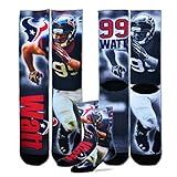 Mens Houston Texans JJ Watt Authentic NFL Apparel For Bare Feet Crew Sock 10-13