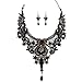 MEiySH Black Lace Gothic Lolita Pendant Choker Necklace Earrings Set