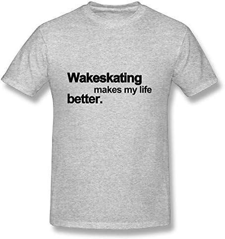 WAKESKATE WAKEBOARDING Slim-Fit Basic Male Short Sleeve T Shirts Nengtite Gray Design T Shirts XXX-Large